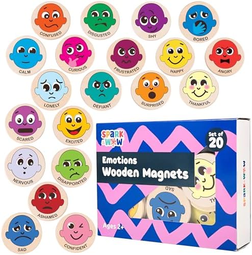 Spark & Wow Wooden Magnets, Emotions, Magnets for Kids Ages 2+ by SparkWow