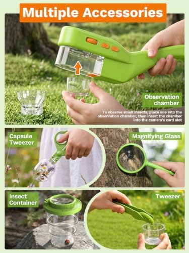 Bug Catcher for Kids with Microscope, Bug Catching Kit-Emerald Green - Image 4