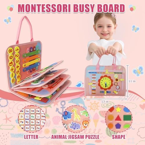 Busy Board Montessori Toy, Toddler Travel Activity - Image 2