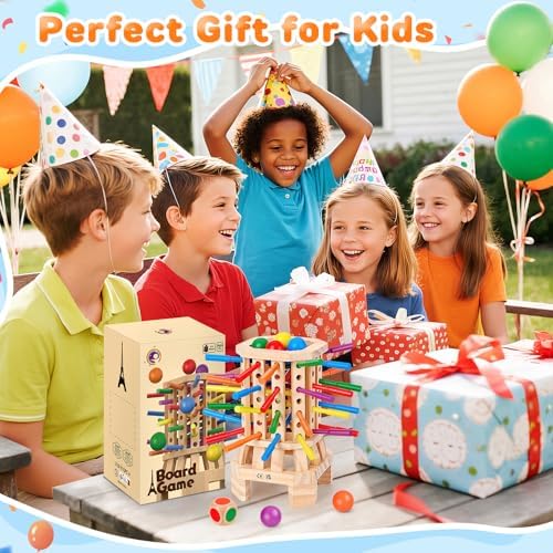 Montessori Wooden Board Game, Colorful Sticks & Ball Drop Games for Kids, Fine Motor Skills & Math Learning Toy for 3 4 5 6 Year Old, 2-6 Player Family Travel Game, Birthday Gift for Boys Girls Age 3+ - Image 5
