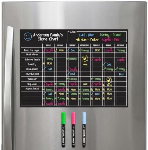 Magnetic Dry Erase Chore Chart for Adults & Kids, 17" x 12" - Black by cinch