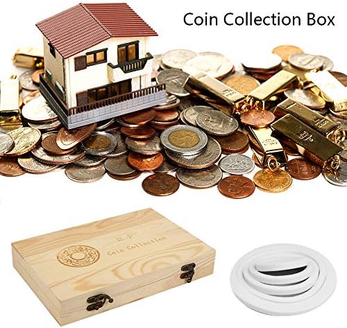 US Wooden Coin Storage Box 100-Slot Coin Capsules Universal Case with Lock and Plastic Storage Holder Coin Display Container Coin Collector Organizer for Coin Collection Supplies - Image 2