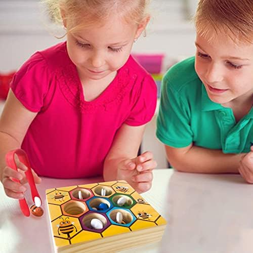 Toddler Fine Motor Skill Toy, Bee to Hive Matching Game, Montessori Wooden Color Sorting Matching Toy, Preschool Educational Learning Toys Gift for Toddler 3 Years Old - Image 2