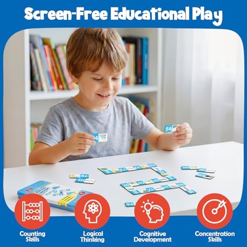 Kasfalci Place Value Dominoes Set Flash Cards, Back to School Supplies, 50 PCS Math Learning Games for Kids, Montessori Counting Toys, Preschool Kindergarten Classroom Must Haves - Image 3
