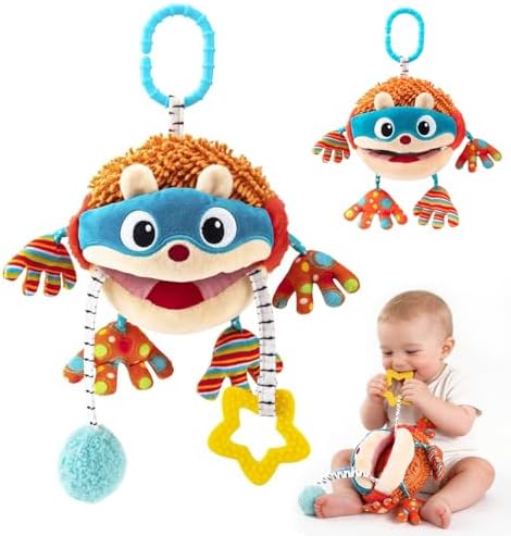 Baby Car Seat Toys Hanging - Sensory Ball Travel Toys for 6 7 8 9 10 11 12 Monthes with Rattle, Teether, Squeaky, Crinkle,Textures, Soft Montessori Plush Toys Newborn Gift Boys Girls Infant Roadtrip by Unknown