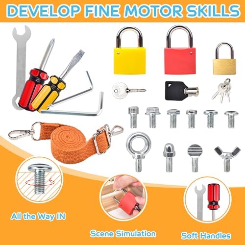 Montessori Screwdriver Board -Lock and Key Toy Set for Kids, Storage Wooden Tools Preschool Toys for 3 4 5 +Year Old, Fine Motor Skills Toys - Image 3