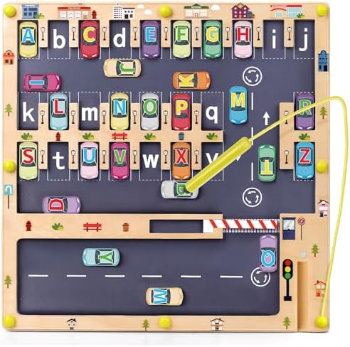 Wooden Magnetic Alphabet Maze Letter Puzzle Montessori Toys for Boys Gift by Scuwtocn