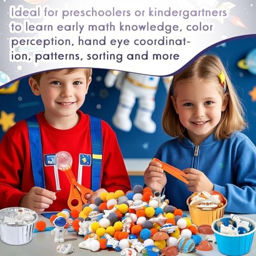 135 Pcs Space Sensory Bin Filler Astronaut Spaceship Counting Sorting Sensory Bin Items Fine Motor Galaxy Counts for Easter Day Spring Summer Sorting Counting Decor - Image 6