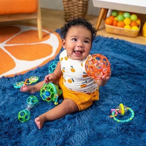 Bright Starts Little Shakers 6pc Gift Set, Easy-Grasp Oball Technology, Baby Rattles, Balls and Teethers, On-The-Go Toys, Lightweight, Unisex, Newborn+ - Image 2