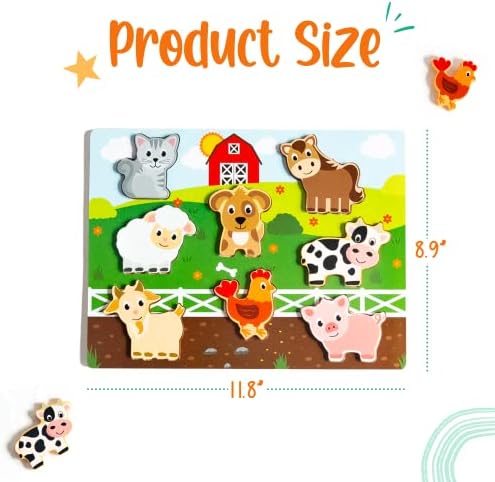 Klevly Large 3 Pk Wooden Toddler Puzzles Ages 2-4 | Wooden Puzzles for Toddlers 1-3 | Montessori Toys for 2 Year Old | Toddler Toys Age 2-4 | Educational | STEM - Image 6