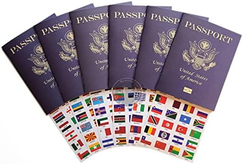 SJPRINTER Blank Passport Notebook | Pretend Passports | School Projects, Party favors, airplane toy, travel journal, geography, classroom social study (6Passports_6SetsFlags) - Image 4