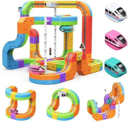 Electric Train Set,3D Infinity Flexible Tracks with Anti-Gravity 3 Cars for Kids Ages 3-8,DIY Race Track Block Building Toys,93pcs STEM Toy Train Birthday Gifts for Boys and Girls by Unknown
