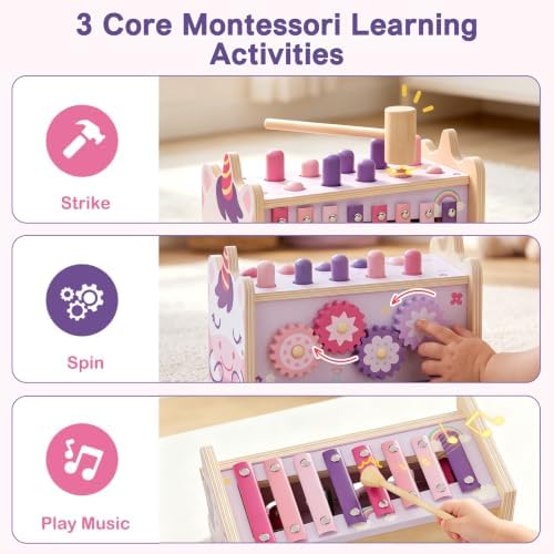 Wooden Montessori Toys for 1 Year Old, 1st Birthday Gift for Girls 1-3 - Image 2