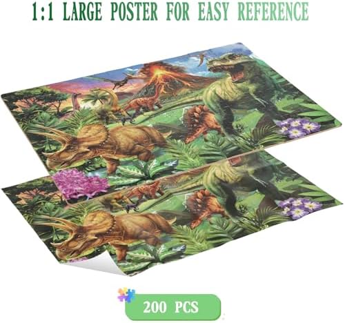 Puzzles for Kids Ages 5-8,6-10 Year Old,200 Piece Dinosaur Jigsaw Puzzle for Toddler Children Learning Educational Puzzles Toys for Boys and Girls - Every Piece is Unique - Image 3