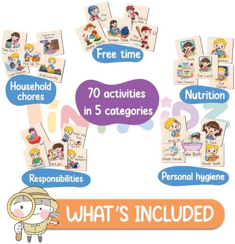 TinyKidz Large Daily Responsibilities for Toddlers 12x15", Wooden Daily Routine with Star Reward, Wooden Routine Chart for Kids - Image 5