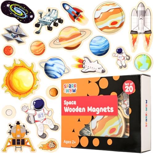 SPARK & WOW Wooden Magnets, Space, Set of 20 by SparkWow