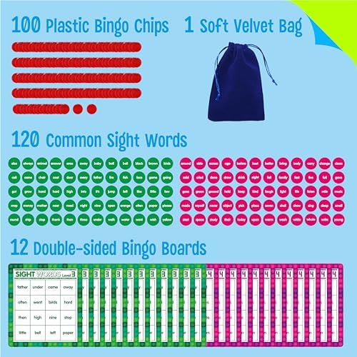SpriteGru Sight Word Bingo Game, 120 Sight Words Learn to Read Level 3 & Level 4 Bingo Board Game Dolch's & Fry's Words Lists for Kindergarten and Preschool Kids 5+, Perfect for Classroom & At Home - Image 2
