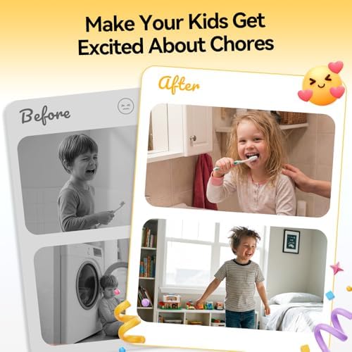Chore Chart for Kids, Checklist Planning Board with Sliders, 19 Personalizable Sheets and Magnetic Marker, ADHD Tools for Kids to Do List Routine Chart Visual Schedule Magnetic Board for Fridge - Image 6