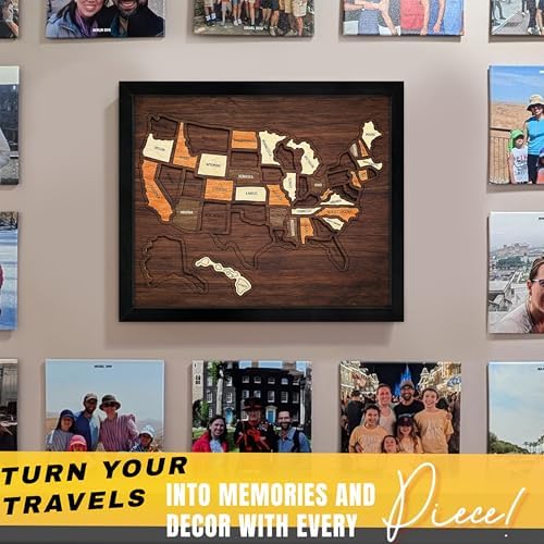 flinelife USA Travel Map, 13x11, Wooden USA Map Puzzle, Perfect For Couples and Families Gift - Image 4