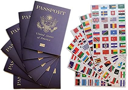 SJPRINTER Blank Passport Notebook | Pretend Passports | School Projects, Party favors, airplane toy, travel journal, geography, classroom social study (6Passports_6SetsFlags) - Image 3