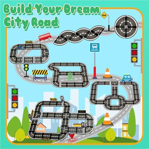 Magnetic Tiles Road Set with Pullback Car for Kids Ages 4-8 Boys Stem Toys - Image 3