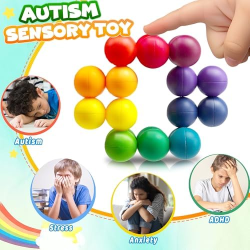 Sensory Autism Balls Toy for Toddler Kids, Airplane Travel Toys for Age 3-5 5-7 3-4 4-8 School Fidget Classroom Autistic Calm Down Treasure Prize Box Dementia Activities Easter Basket Stuffers Gifts - Image 2