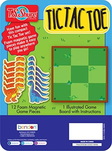 TS Shure by Bendon Dinosaur Tic-Tac-Toe Games Mini Magnetic Activity Tin with Illustrated Foam Magnets 50515 - Image 2