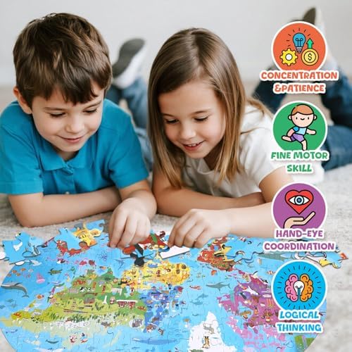 World Map Puzzle for Kids & Adults 205 Pcs World Map Jigsaw Puzzle - Image 6