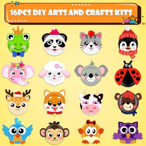 16 Pack Arts and Crafts for Kids Toddler DIY Animal Paper Plate Art Gifts - Image 4