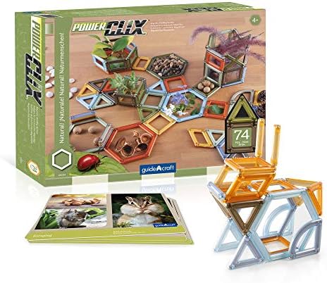Guidecraft PowerClix Frames Natural - 74 Piece Set: Magnetic Construction Building Kit for Creative Open-Ended Play, STEM Learning & Educational Toys for Children by Unknown