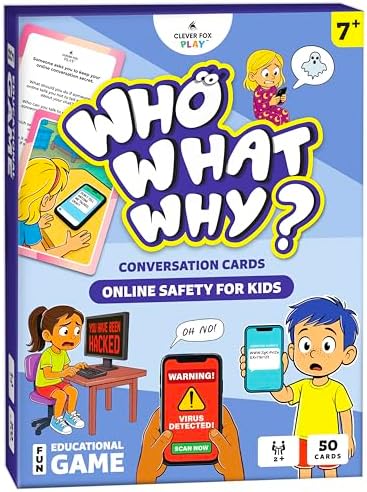Who What Why Online Safety Conversation Cards for Kids, SEL Game by CleverFoxPlay