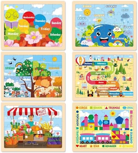 Montessori Wooden Puzzles for Toddlers 3-5, 6 Packs 24Pcs Solar System Learning Toys, Educational Preschool Puzzle Set, Toys for Kids Age 3 4 5 6 7 8, Birthday Gift for Boys Girls（Season） - Image 2