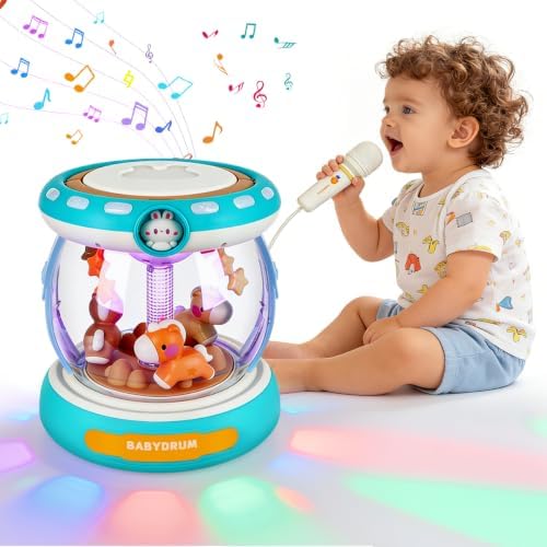 Baby Musical Drum Toy with Carousel and Microphone, 18-36 Months by Unknown