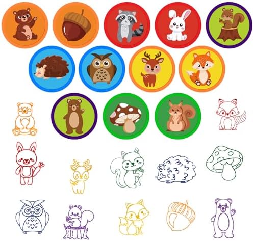 Cinrobiye 24 Pcs Woodland Animals Stampers Party Favor Set, Cute Forest Animal Stamps for Kids Birthday Party, Classroom Rewards, Nature Learning Toys, Goody Bag Fillers - Image 2