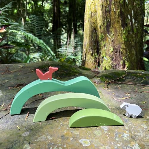 Tender Leaf Toys - Green Hills View - Wooden Stacking, Building Toy Stacker, Blocks - Open-Ended Toy Set with Green Hills View for Inspires Creative and Imaginative Roleplay - Age 3+ - Image 5