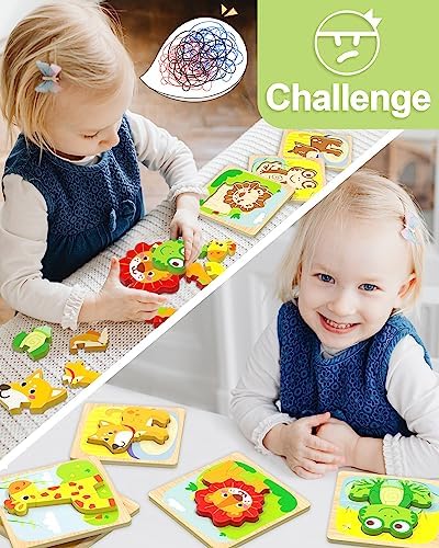 Benresive Wooden Toddler Puzzles, Montessori Toddler Toys for 1 2 Year Old - Image 2
