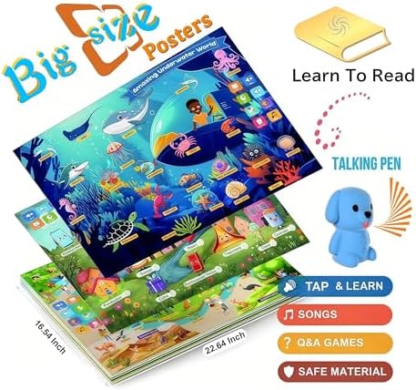 (Phonic-Poster) Satxtrem Interactive Talking Dog Pen with Posters | Upgraded Talking Flash Cards - Phonics Learn to Read Toys for 3-6 Year Olds - Preschool Educational Aids for Boys & Girls - Image 5