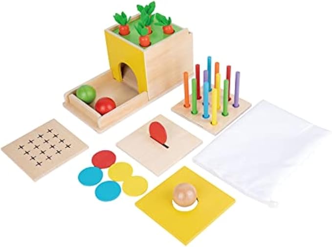 Adena Montessori 5 in 1 Wooden Play Kit for Babies 6-12 Months by AdenaMontessori