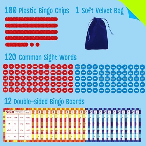 SpriteGru Sight Word Bingo Game, 120 Sight Words Learn to Read Level 1 & Level 2 Bingo Board Game Dolch's & Fry's Words Lists for Kindergarten and Preschool Kids 4-8, Perfect for Classroom & at Home - Image 2