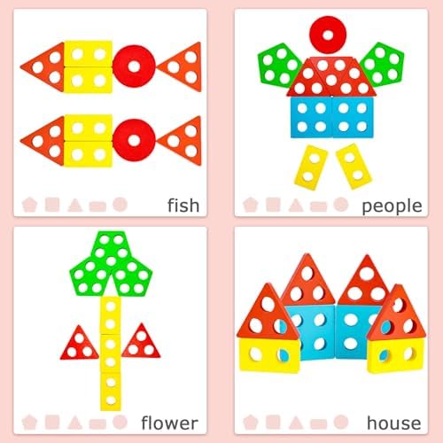 LovesTown Stacking and Sorting Learning Puzzles, Montessori Wooden Sensory Toys for Toddlers, 20 PCS (Pack of 2) - Image 6
