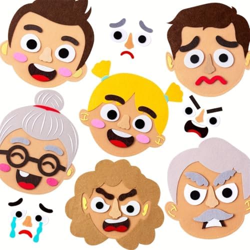 1Set Emotion Learning Felt Board Set for Kids, Montessori Sensory Toys, Interactive Storytelling Kit with 6 Facial Expressions, Early Education Tool for Toddlers by WOBOX