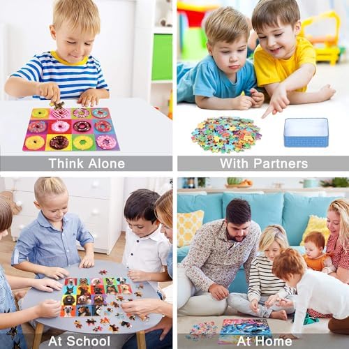 LELEMON Puzzles for Kids Ages 4-6,4-Pack 100 Piece Puzzles for Kids Ages 4-8 in a Metal Box,Dogs Donut USA Map Underwater World Educational Jigsaw Puzzles Puzzle Games Puzzle Toys for Girls and Boys - Image 4