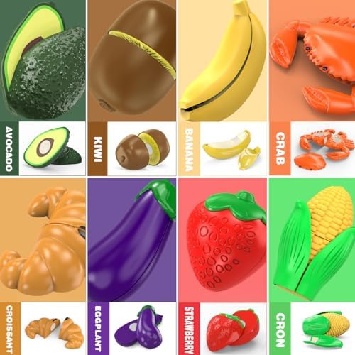 115 Pcs Cutting Play Food Toy for Kids with 2 Colors Storage Baskets - Image 6