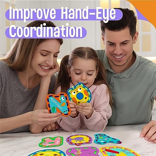 SpriteGru 26PCS Kids Lacing Cards, 26 Double Sided Uppercase Sewing Cards with 26 Colorful Laces, Imagination Development Lacing Toys Games for Children Educational and Learning Activity - Image 6