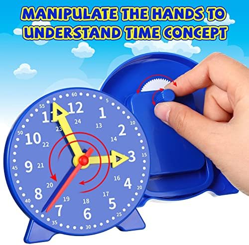 Batiyeer 24 Pcs Teaching Clock Kit for Kids to Tell Time 4'',Colorful - Image 3