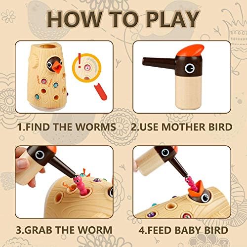 TOP BRIGHT Montessori Toys for 2 Year Old Gift, Magnetic Bird Feeding Game - Image 3