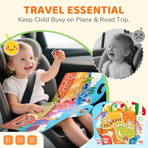 JoyCat Reusable Sticker Book Set, 3-Pack, 90 Stickers, Farm Pizza Weather - Image 4