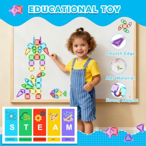 Mini Magnetic Tiles Travel Set with Case 30pcs, Magnet Travel Toys - Image 7