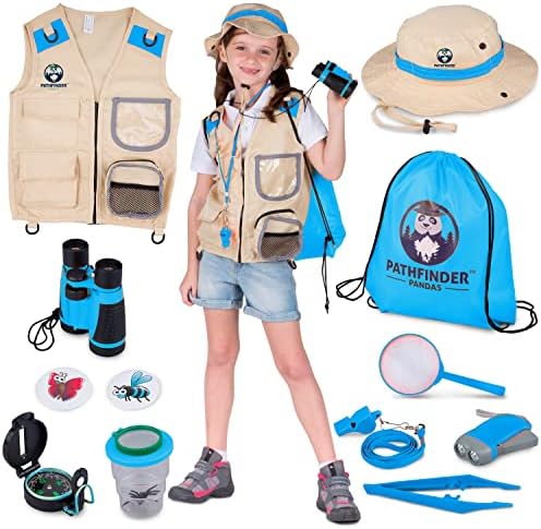 Kids Explorer Kit with Safari Vest & Hat for 7-12 Year Old Boys & Girls by PathfinderPandas