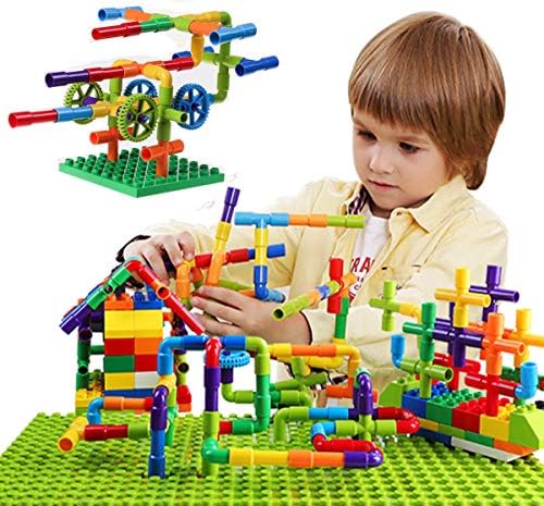 burgkidz 426 Pieces Toy Pipe, Creative STEM Tube Locks Construction with Wheels and Mini Baseplate, Interlocking Educational Sensory Kit, Preschool Learning Toys for Boy and Girls Ages 3+ - Image 4